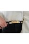 Design Thin Beige Women's Belt with Gold Buckle, Coat Belt, Shirt Belt, Dress Belt - 8