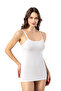 Women's 6-Pack Oval Collar (2 Black-2 White-2 Skin) Cotton Lycra Rope Strap Combed Cotton Tank Top - 4