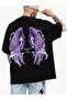 Modessy Front Back Printed Angel Black T-Shirt