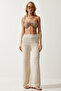 Women's Cream Curved Knitwear Pants YU00016 - 2