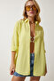 Women's Light Yellow Oversize Long Basic Shirt DD00842 - 2