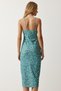 Women's Petrol Green White Floral Slit Summer Knitted Dress CI00029 - 4