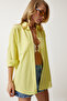 Women's Light Yellow Oversize Long Basic Shirt DD00842 - 3
