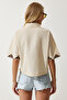 Women's Cream Embroidered Short Linen Shirt RG00009 - 7