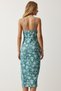 Women's Light Petrol Green Floral Slit Summer Knitted Dress CI00029 - 5
