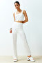 Ecru Embroidery Straight Cut Woven Trousers TWOSS24PL00090 - 3