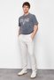 Unisex Stone Colored 100% Lyocell Rubber Waist Tied Comfortable Trousers - Tmnss24Pl00011 - 7