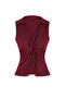 Bordo Fitted/Vücuda Oturan Polo Yaka Esnek Örme Bluz TWOSS24BZ00085 - 7