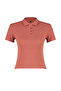 Cinnamon Polo Collar Buttoned Short Sleeve Stretchy Ribbed Knitted Blouse TWOSS24BZ00111 - 7