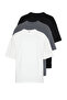 Unisex Siyah-Antrasit-Ekru Oversize/Geniş Kesim 3'lü Paket %100 Pamuklu T-Shirt TMNSS24TS00026 - 2