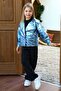 Girl's Shiny Jacket and Jeans Cargo Pocket Pants Blue Bottom Top Set - 5
