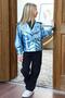 Girl's Shiny Jacket and Jeans Cargo Pocket Pants Blue Bottom Top Set - 3