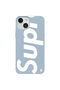 غطاء هاتف سيليكون لهاتف iPhone 14 Plus بتصميم SUP باللون الأزرق