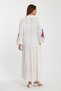 Women's White Placket Collar Embroidery Detailed Loose Long Sleeve Long Dress - 5