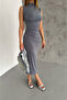 Flexible Sandy Fabric Midi Length Pencil Cut Evening Dress - 4