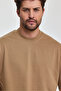 Men's Oversized Fit Thick Fabric Textured Crew Neck T-shirt - 4