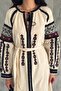 Women's Beige Belted Embroidered Dress - 5