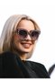 Women Sunglasses Square Design Pink Heart Embroidered Black Frame Black Glass - 3