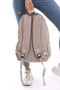 Cream / Beige Wrinkled Backpack, Junior High School Bag, 2 Compartments Bag with Laptop Detail - 5