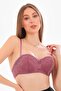 Women's Dried Rose Gathering Unassisted Lace Lotus Model Bra