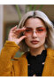 Geometric Design Pink Glass Design Women's Sunglasses - 4