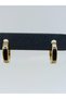 Unisex Women Men 316L Surgical Steel Gold Zircon Stone Diameter 14 mm 2 Pieces Hoop Earrings No:76