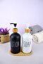 2-Piece Glass Liquid Soap and Lotion Bottle with Wooden Stand Soap Dispenser 500 Ml - E/6 C1-1-289 - 4