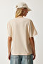 Women's Cream Crew Neck Printed Knitted T-Shirt NJ00137 - 6