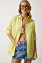 Women's Light Yellow Oversize Long Basic Shirt DD00842 - 5