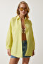 Women's Light Yellow Oversize Long Basic Shirt DD00842 - 4