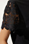 Women's Black Guipure Sleeve Knitted Blouse HF00450 - 5