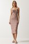 Women's Vibrant Mink Floral Slit Summer Knitted Dress CI00029 - 2