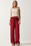 Women's Burgundy Summer Viscose Palazzo Trousers EN00610 - 2