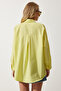Women's Light Yellow Oversize Long Basic Shirt DD00842 - 7