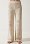 Women's Cream Curved Knitwear Pants YU00016 - 5