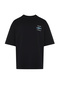 Black Oversized /Wide Cut 100% Cotton Velvet Texture Printed T-Shirt Tmnss22Ts0318 - 9