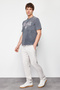 Unisex Stone Colored 100% Lyocell Rubber Waist Tied Comfortable Trousers - Tmnss24Pl00011 - 5
