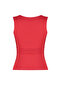 Kırmızı Düz Kare Yaka Askılı Büzgülü Fitted/Vücuda Oturan Esnek Örme Bluz TWOSS24BZ00400 - 8