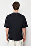 Black Oversized /Wide Cut 100% Cotton Velvet Texture Printed T-Shirt Tmnss22Ts0318 - 2