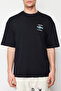 Black Oversized /Wide Cut 100% Cotton Velvet Texture Printed T-Shirt Tmnss22Ts0318 - 7