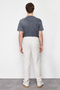 Unisex Stone Colored 100% Lyocell Rubber Waist Tied Comfortable Trousers - Tmnss24Pl00011 - 4