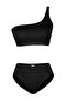 Siyah Tek Omuz Kaplı Hipster Yüksek Bel Regular Basic Bikini Takımı TBESS24BT00126 - 10
