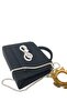 Black Color Nubuck Fabric Hand-held and Hanging Evening Bag with Stone and Magnet Cover Width: 17.5 Cm Length: 14 Cm - 6