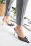 Darian Buckle Pointed Toe Patterned Women's Heeled Shoes