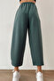 Women's Mint Green Carrot Cut Striped Sweatpants - 3