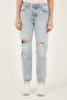 501 Cotton Ripped Detailed Regular Fit Straight Leg Jeans JEANS PANTS 12501 - 3