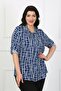 Women's Indigo Striped Cotton Viscose Large Size Shirt