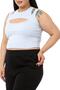 Large Size Low-cut Ribbed Camisole Baby Blue Body - 4