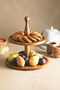 2 Pieces 2 Tiers Cake Stand and 29 Cm Wooden Round Cake Presentation Serving Plate with Risus Ball Legs - 2