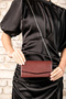Women's Burgundy Leather Mini Box Shoulder Evening Bag
